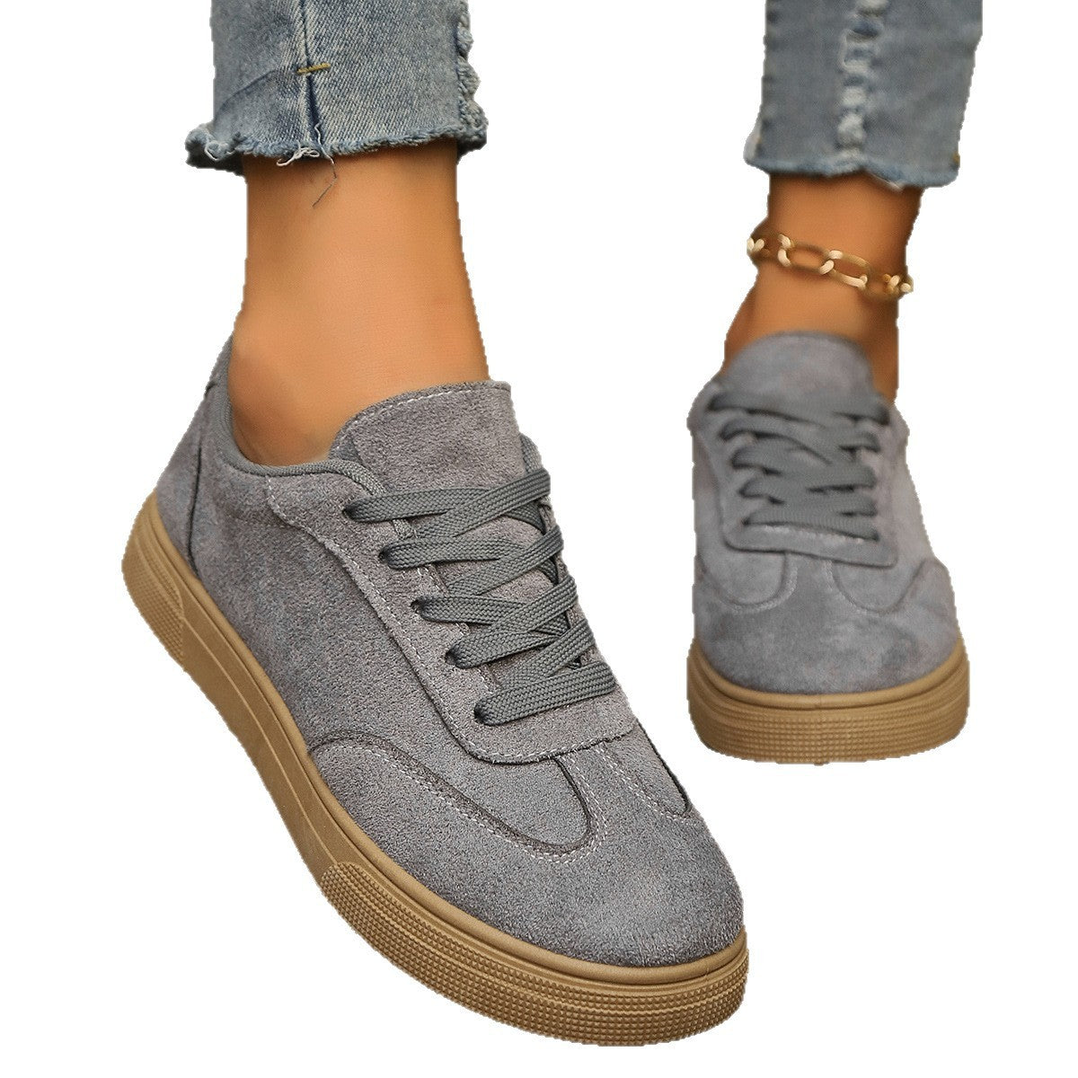 Chaussures élégantes à lacets pour femme - Bout rond casual